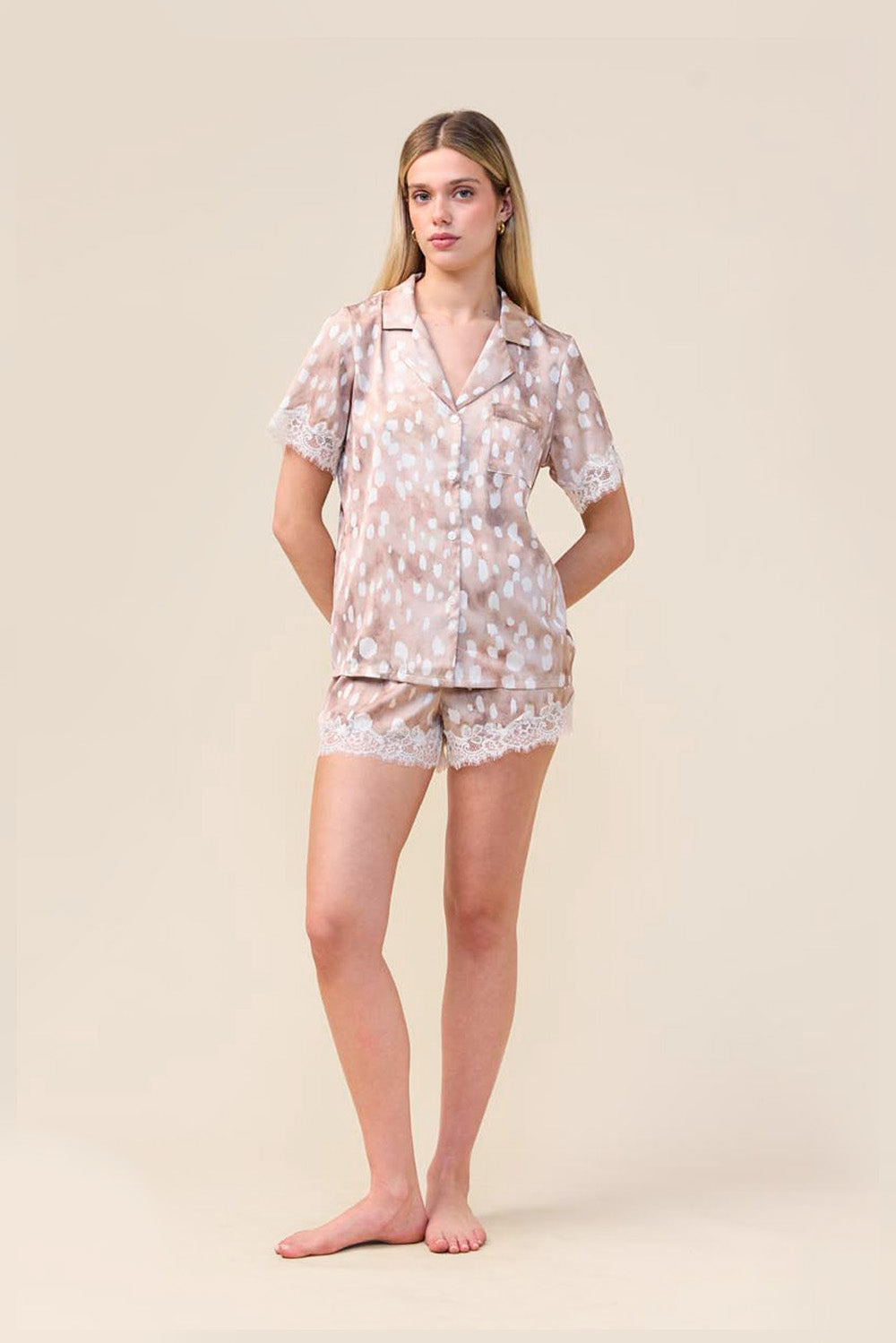 Gingerlilly Lydia Bambi Print Short Set - Brown - Front alt