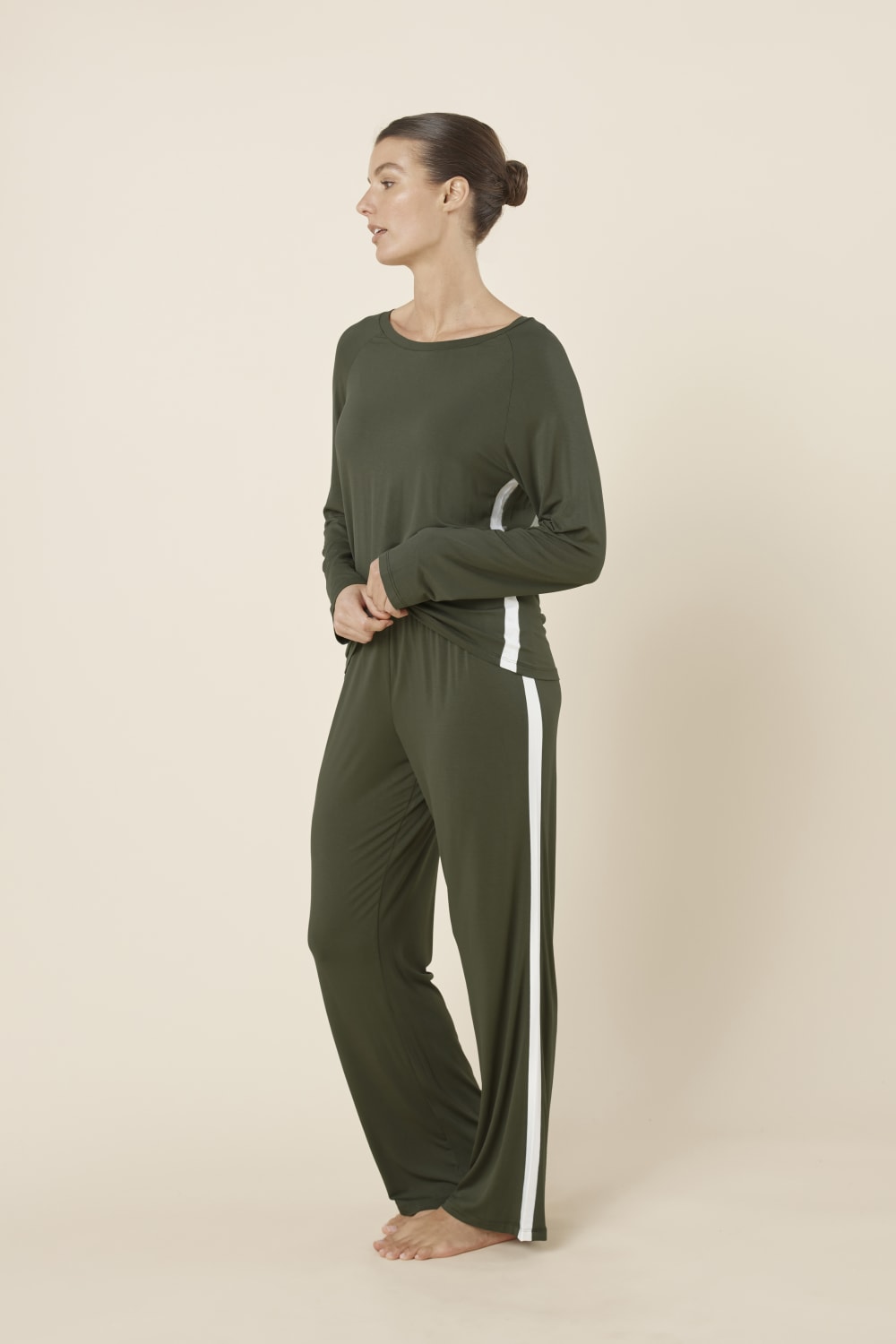 Gingerlilly Anya Bamboo Sporty PJ Set - Forest Green - Front