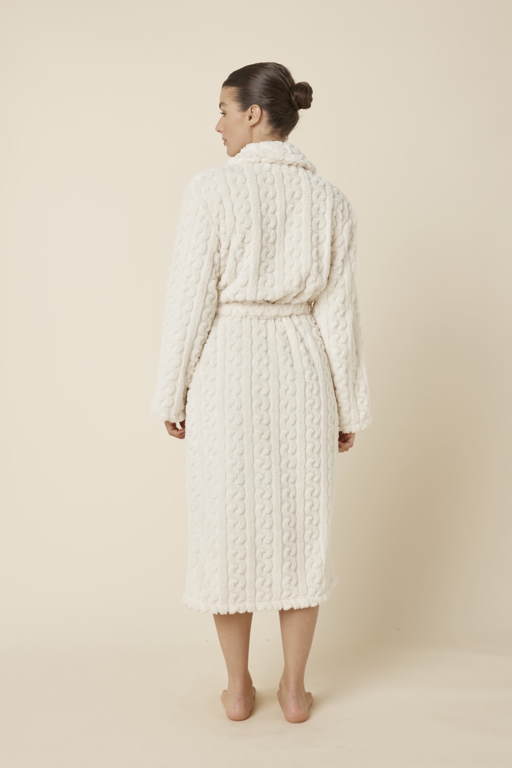 Gingerlilly Gabriella Plush Long Robe - Ivory - Back