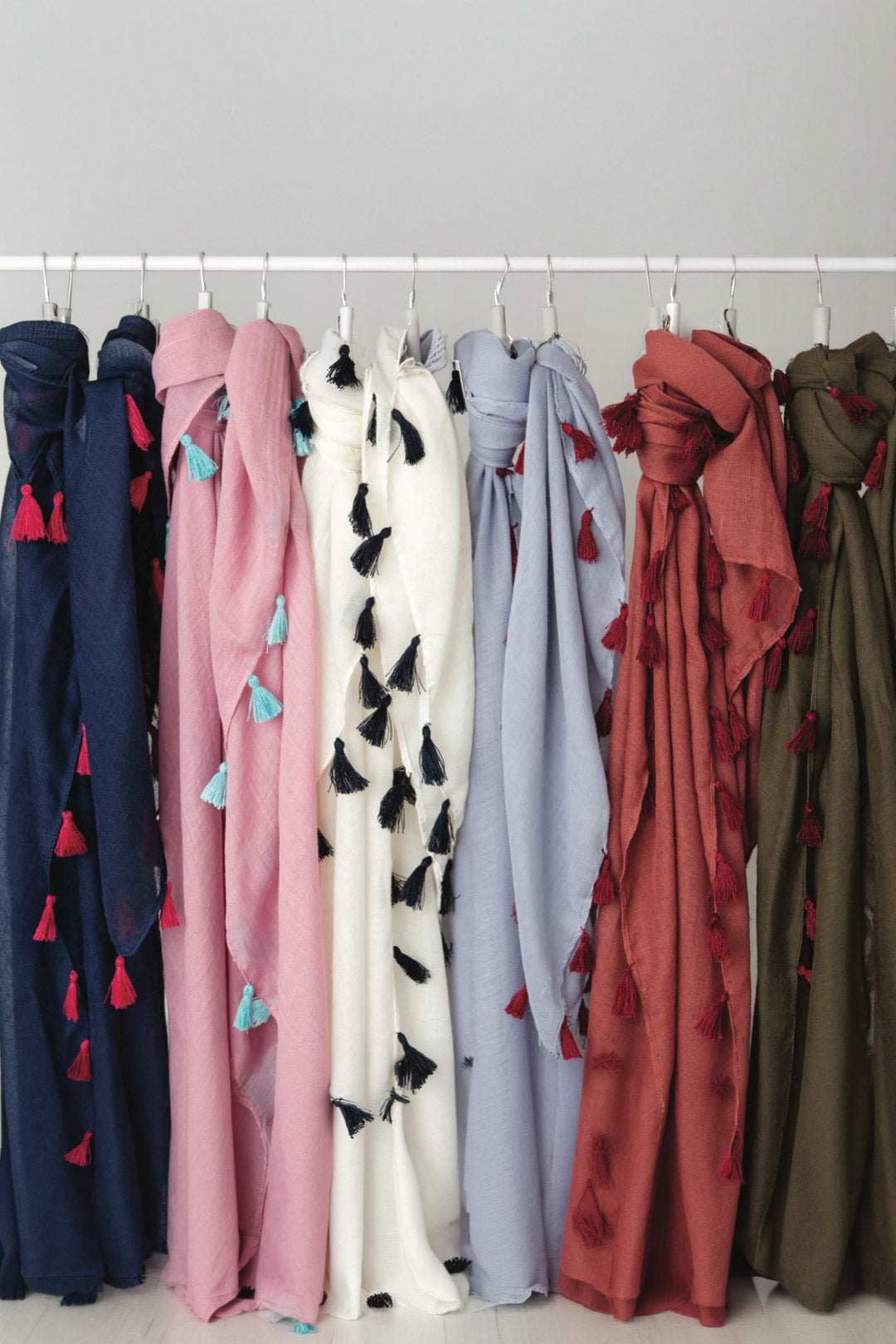 Free Large Scarf With Tassels Pink