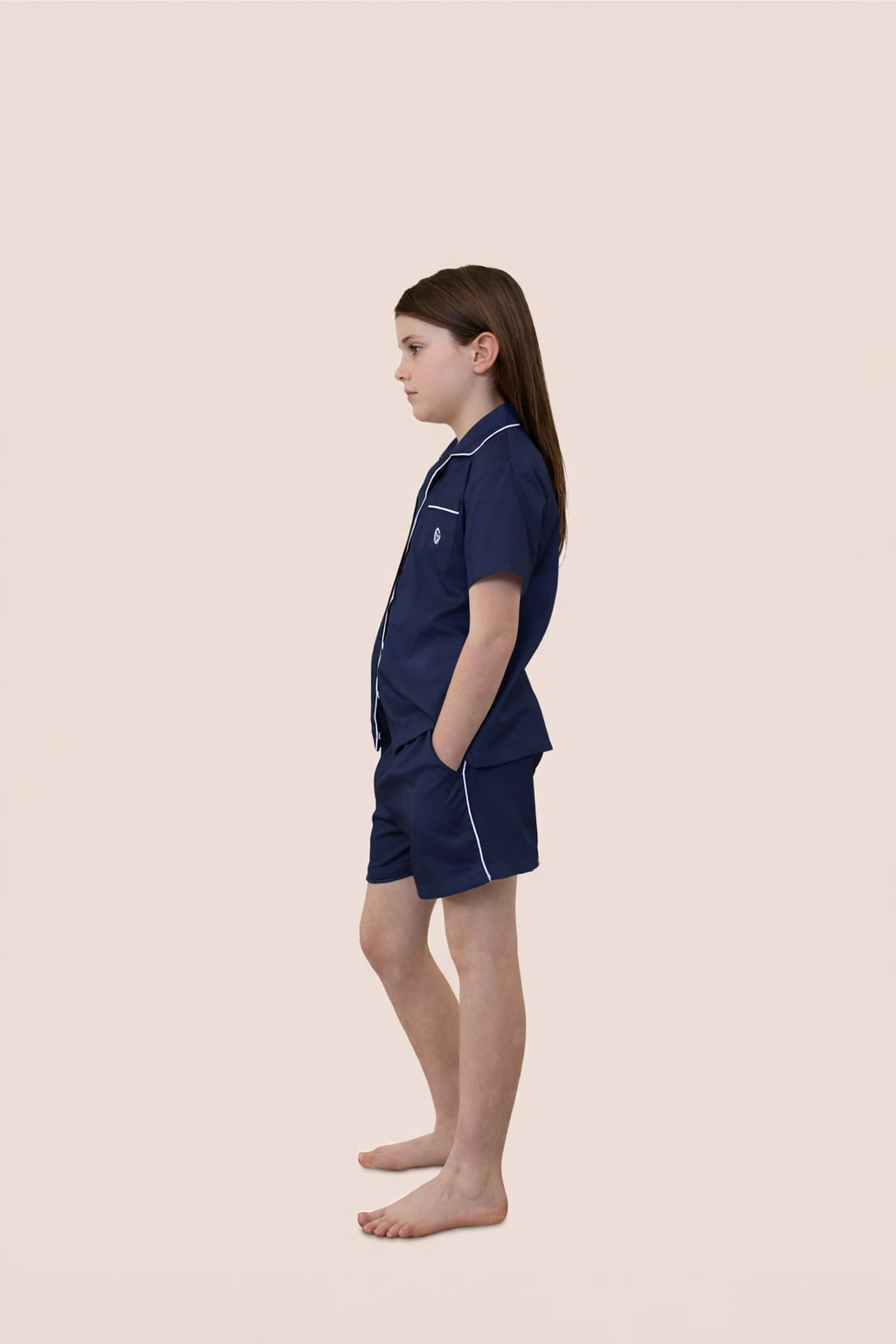 Gingerlilly Mini Camilla Cotton Short PJ Set - Navy - Side