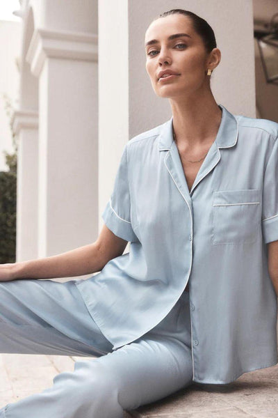 Aileen Blue Satin Crop Pant PJ
