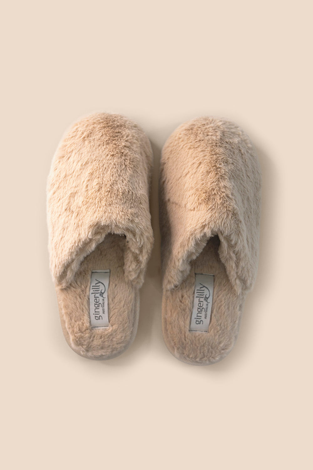 Gingerlilly Cortina Plush Fluffy Slipper Beige - Top
