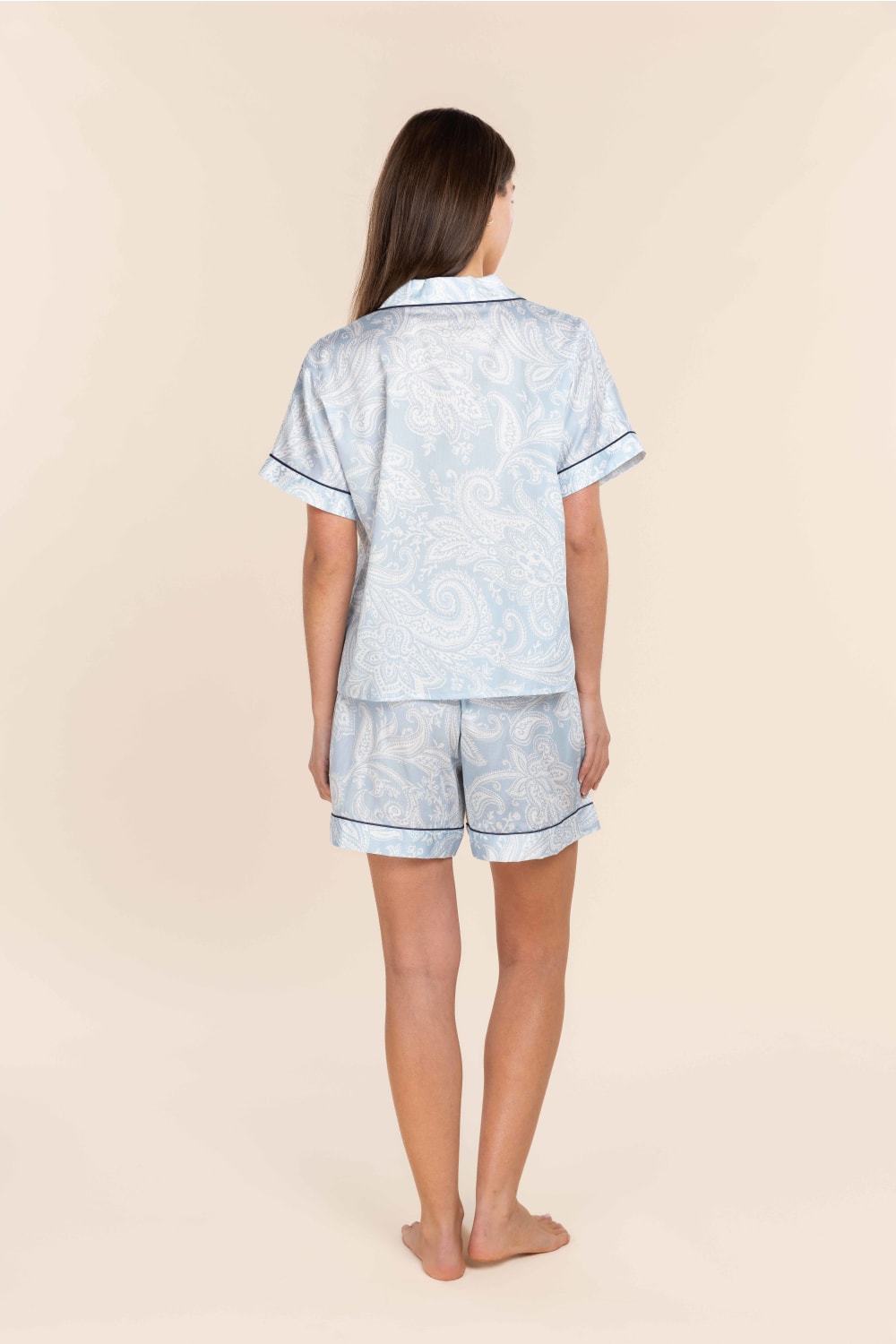 Gingerlilly Daphne Cotton Sateen Short Set - Blue - Back