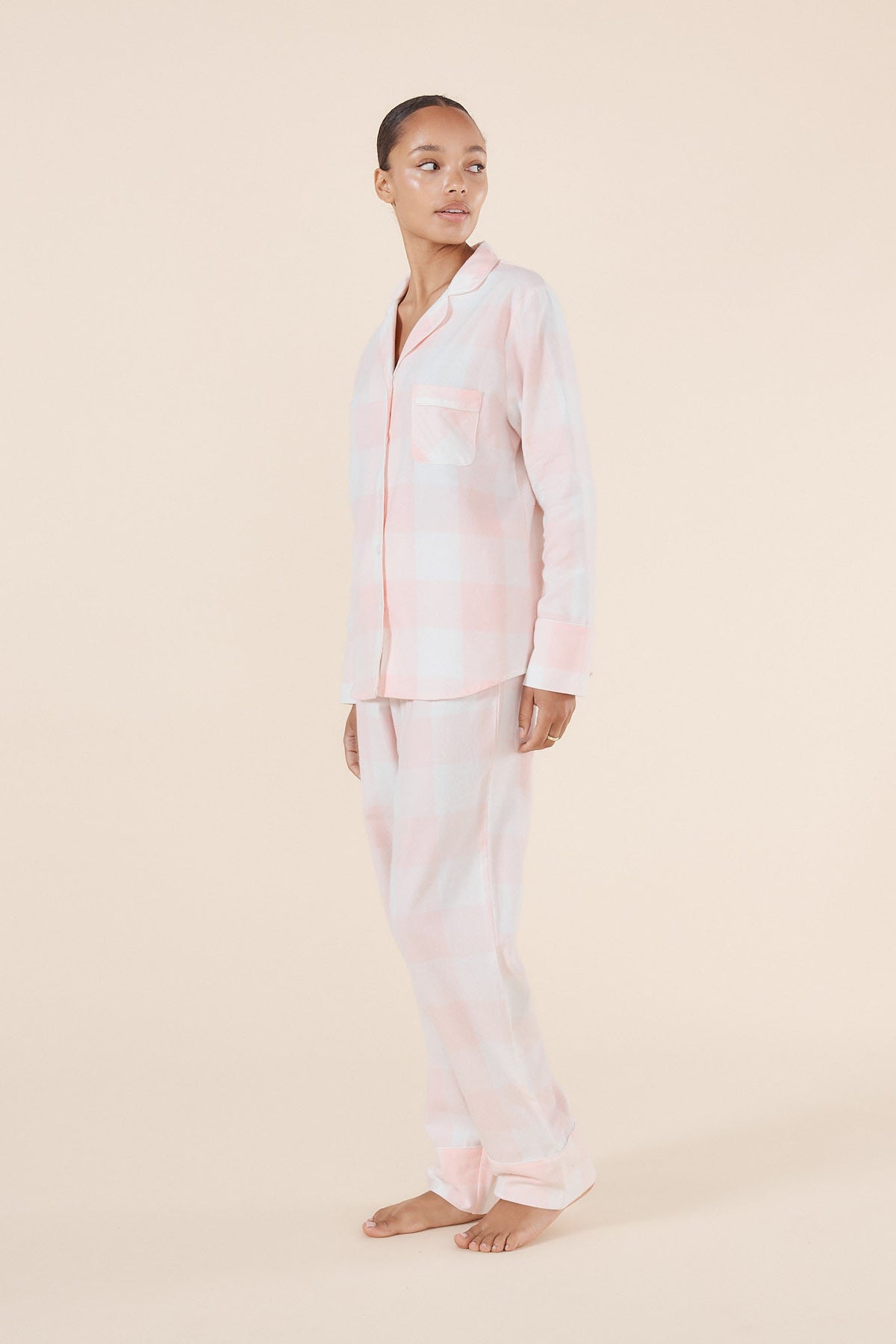 Gingerlilly Emery Buffalo Check Cotton PJ Set - Pink - Front