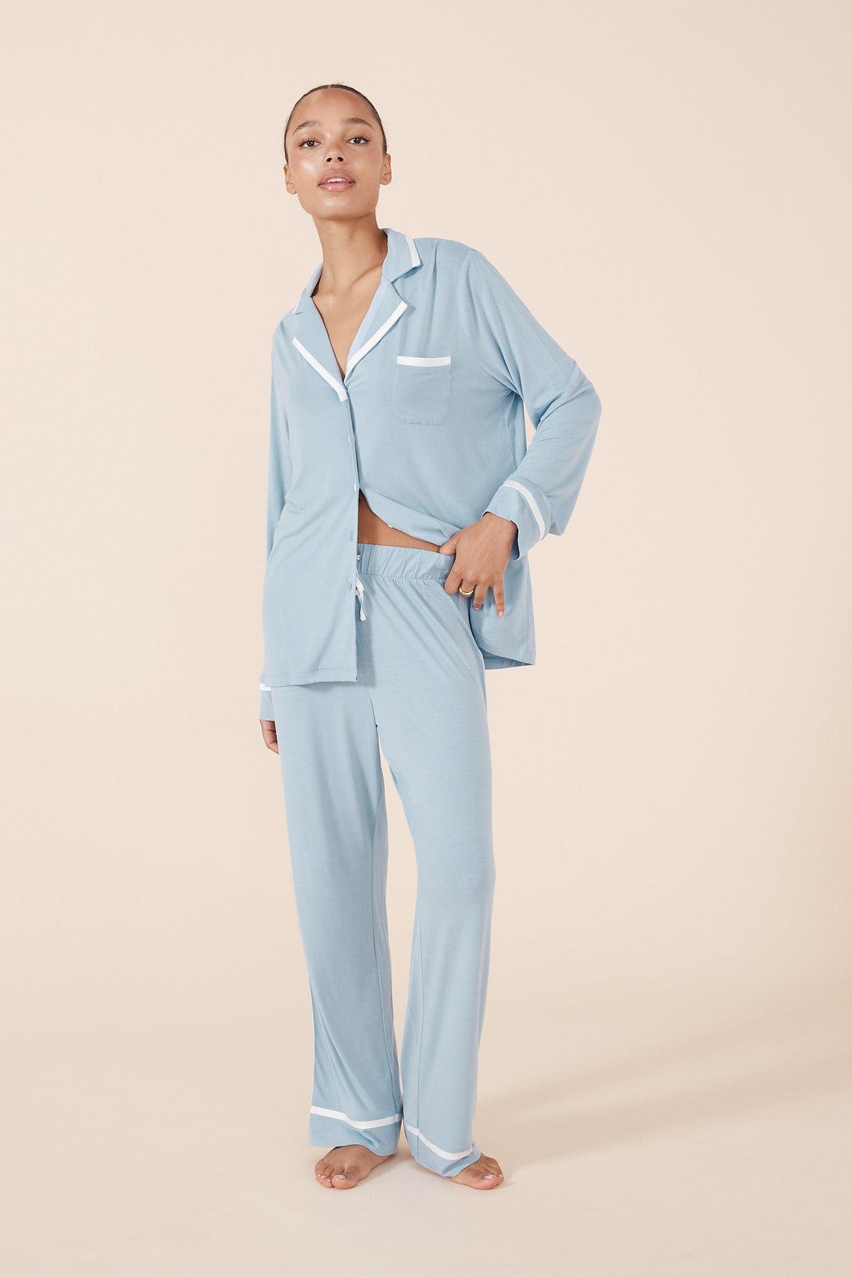 Gingerlilly Fiona Bamboo PJ Set - Blue - Front