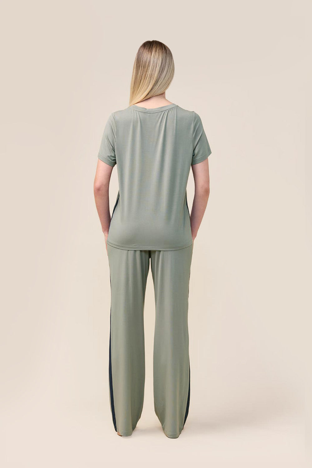 Gingerlilly Inez Bamboo Pant with Stripe - Olive - Back