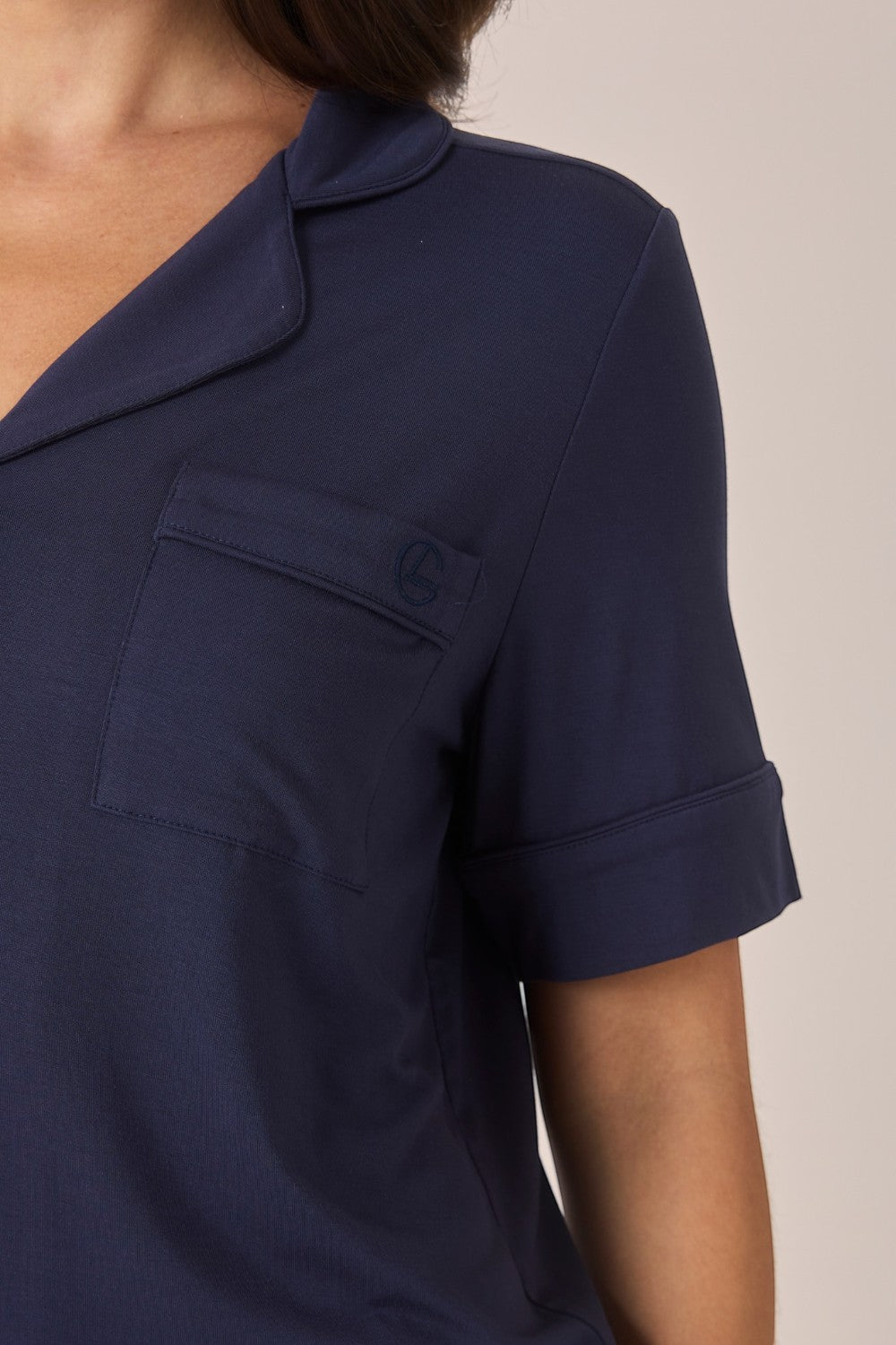 Gingerlilly Matilda Bamboo Short PJ Set - Navy - Detail