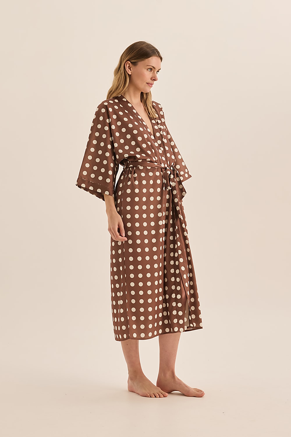 Lana Brown Spot Robe - Gingerlilly Sleepwear