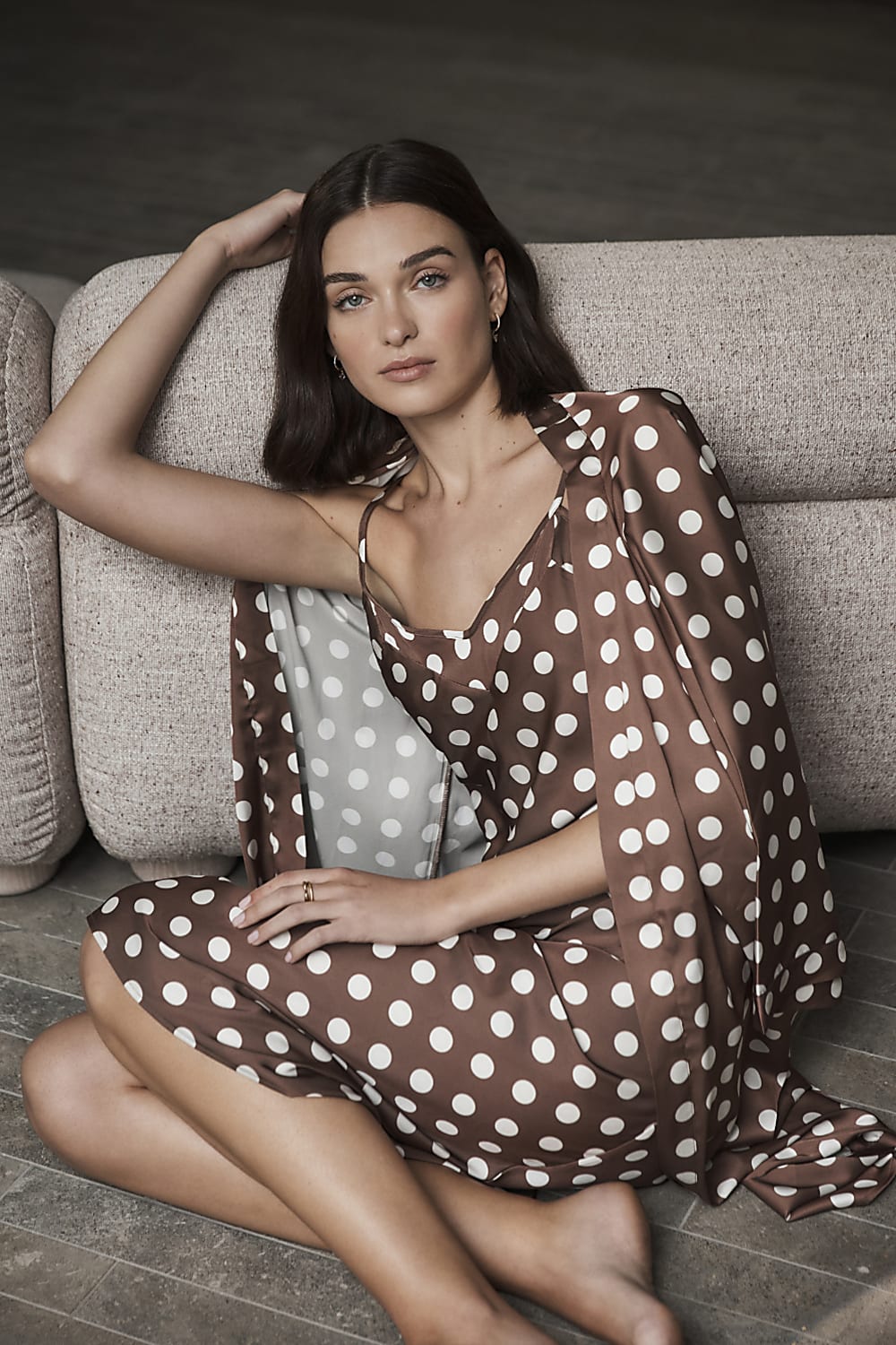 Gingerlilly Lana Brown Spot Robe - Lifestyle