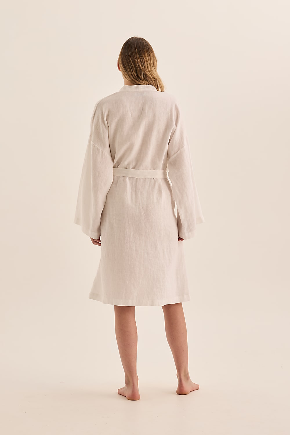 Mia White Linen Bathrobe - Gingerlilly Sleepwear