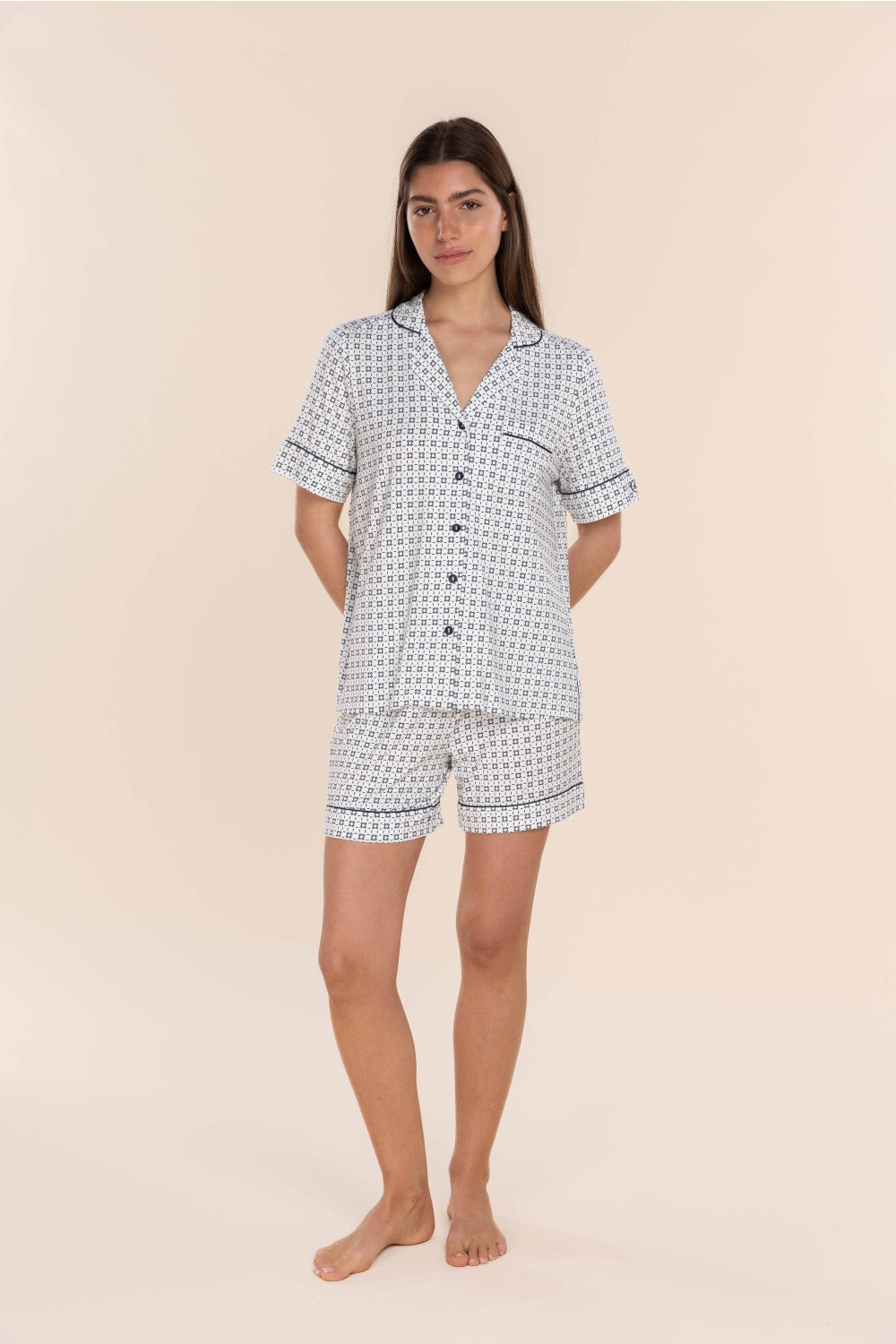 Gingerlilly Penelope Bamboo Short Set - Navy - Front