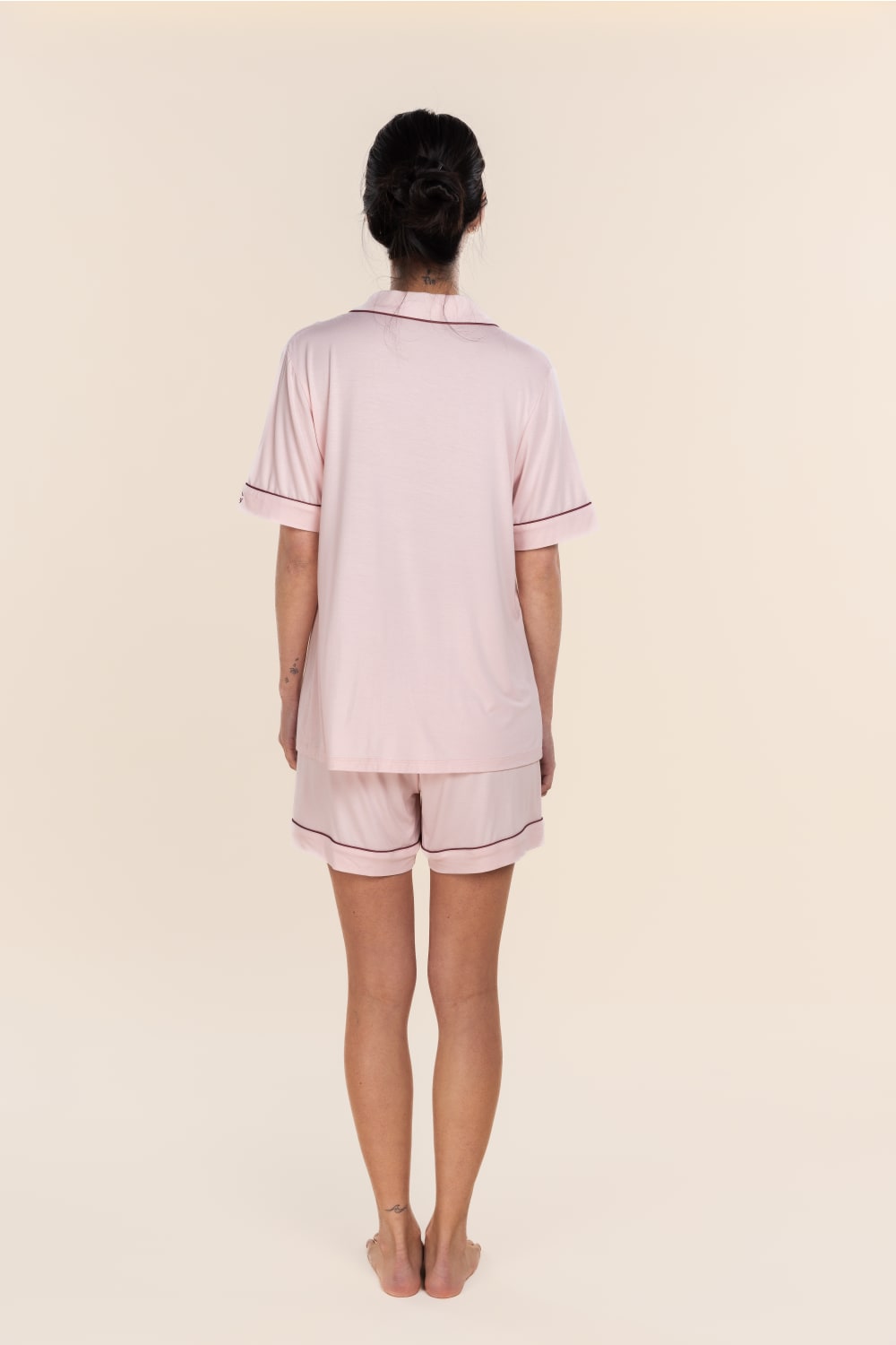 Gingerlilly Sadie Bamboo Short PJ Set - Pink - Back