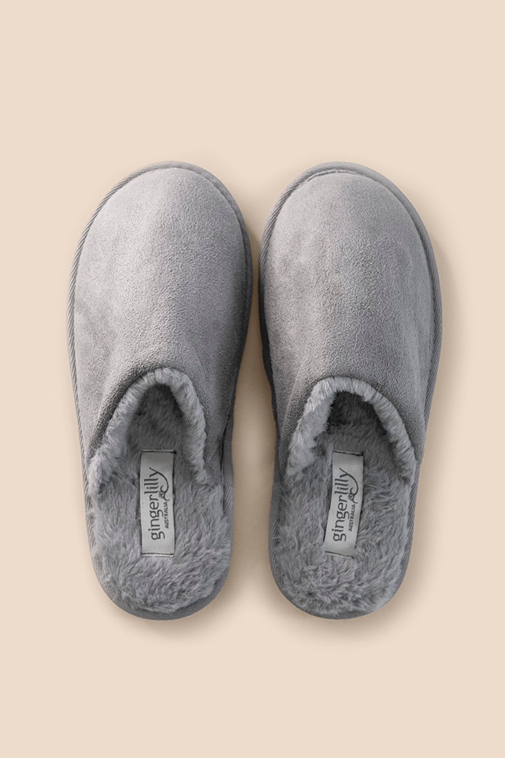 Gingerlilly St Moritz Mock Suede Slipper Grey - Top