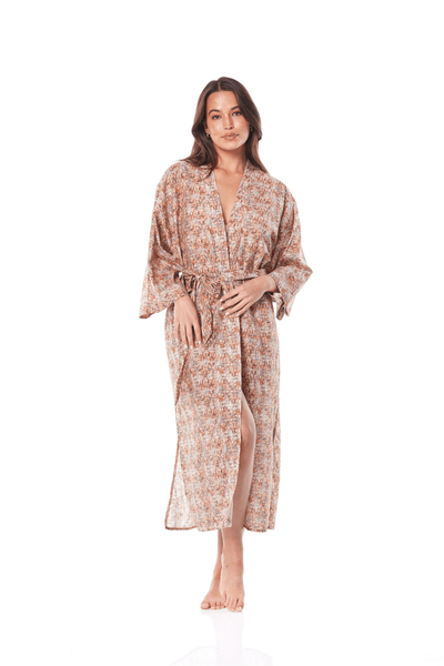 Suri Cotton Coffee Zig Zag Robe