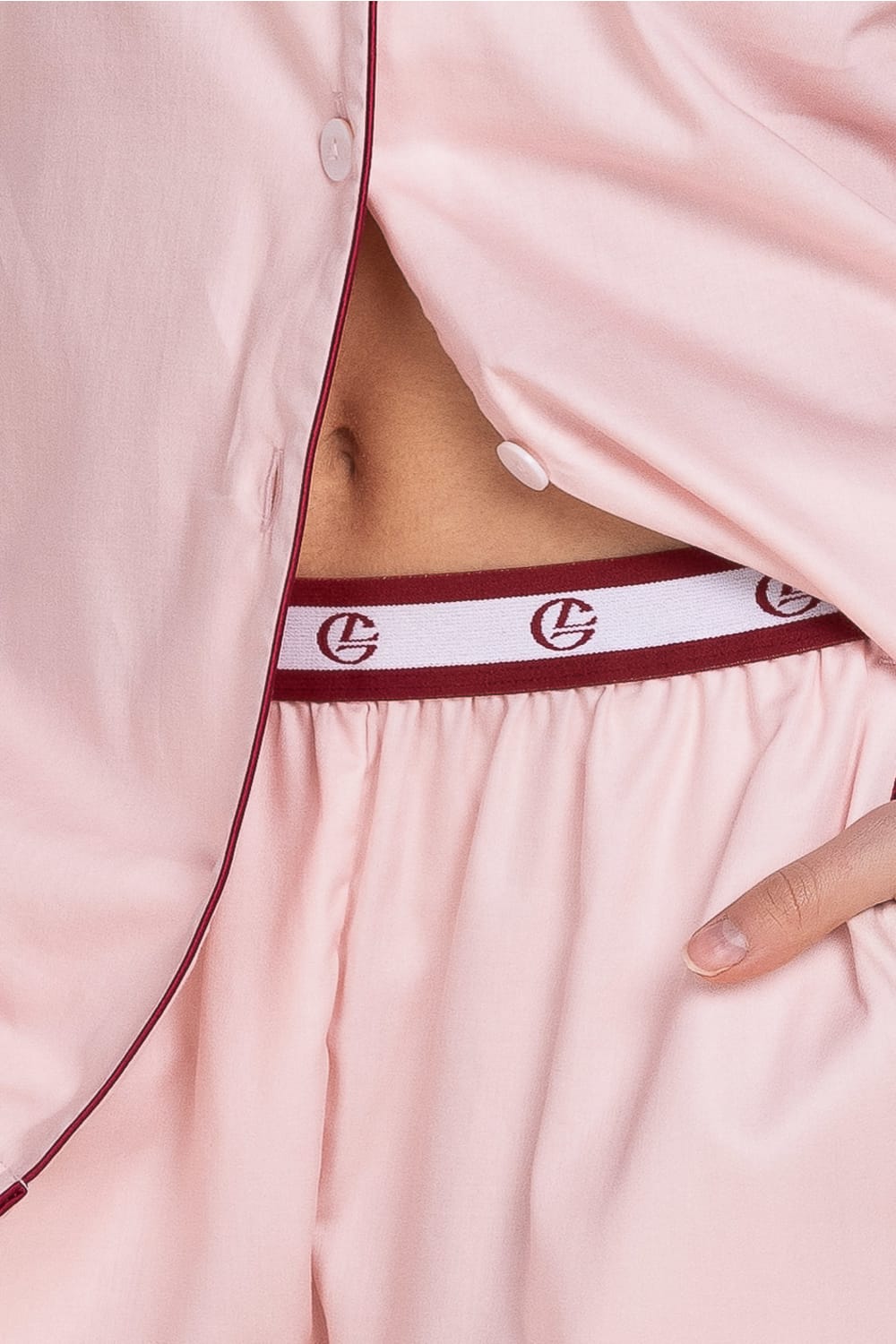 Gingerlilly Susanna Cotton Long PJ Set - Pink - Detail