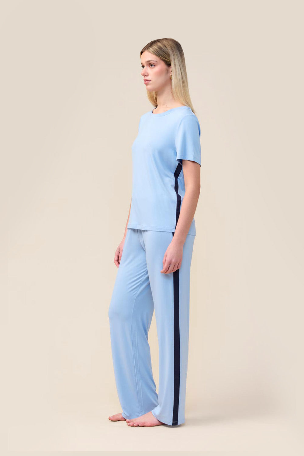 Gingerlilly Inez Bamboo Pant with Stripe - Blue - Side