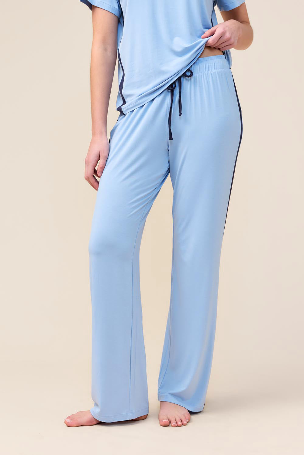 Gingerlilly Inez Bamboo Pant with Stripe - Blue - Front alt