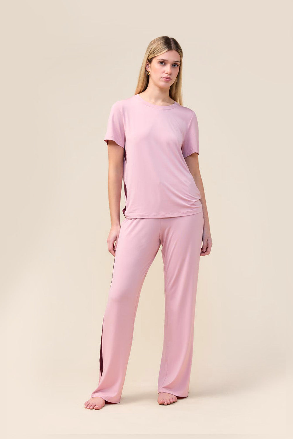 Gingerlilly Bronte Bamboo Tshirt with Stripe - Pink - Front alt 2