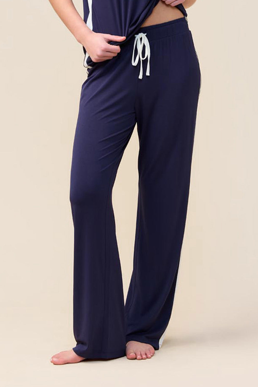 Gingerlilly Inez Bamboo Pant with Stripe - Navy - Detail