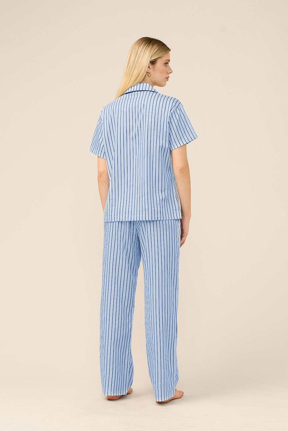 Gingerlilly Lisa Stripe Long Pant PJ Set - Blue - Back