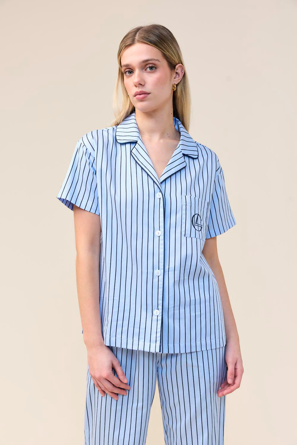 Gingerlilly Lisa Stripe Long Pant PJ Set - Blue - Front alt 3