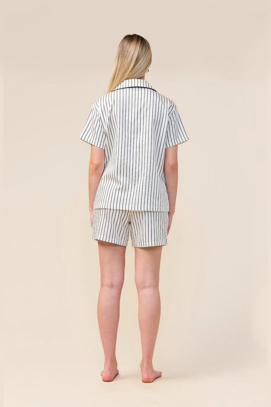Gingerlilly Poppy Stripe Short PJ Set - Ecru - Back