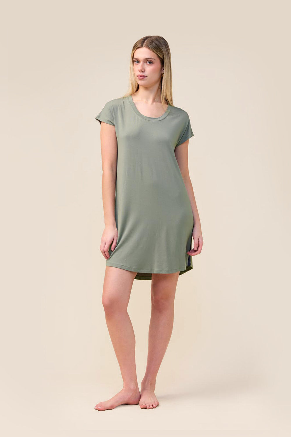 Gingerlilly Ashley Bamboo Sleep Tee - Olive - Front