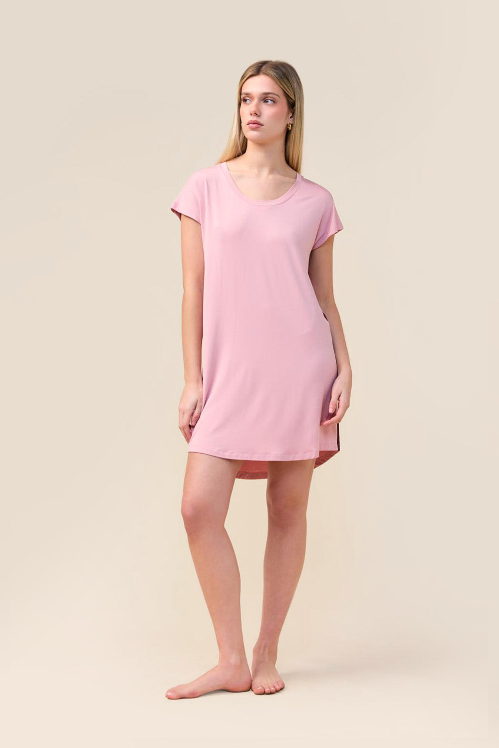 Gingerlilly Ashley Bamboo Sleep Tee - Pink - Front