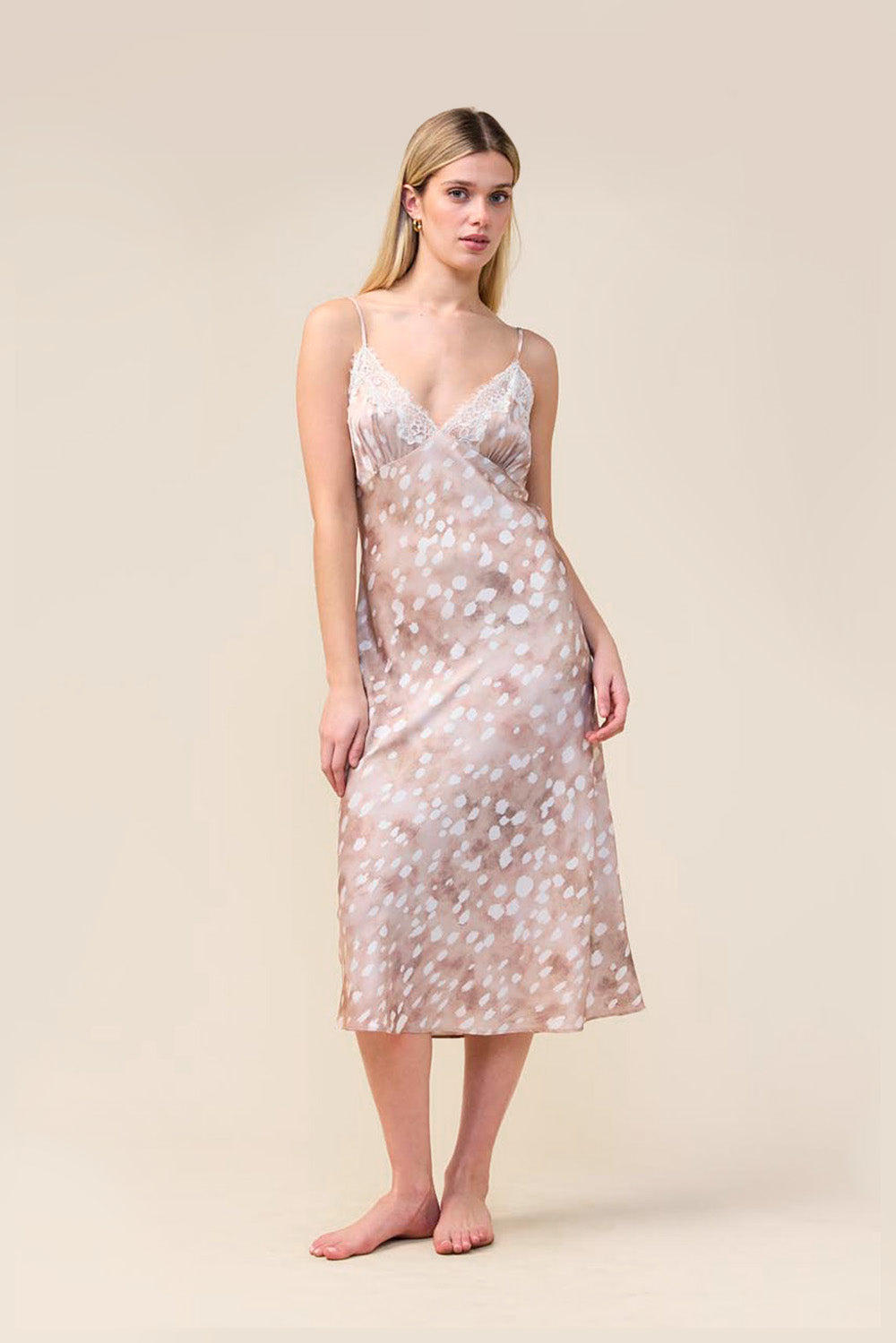 Gingerlilly Melody Brown Spot Nightie - Brown - Side