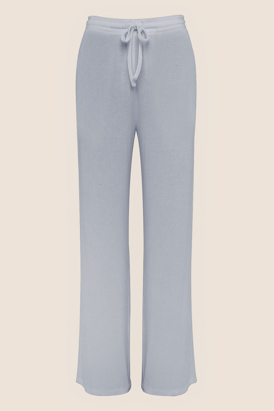 Ghost blue lounge pants with drawstring waist by Gingerlilly Sleepwear, soft cotton blend