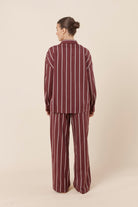 Gingerlilly Chloe Cotton Striped PJ Set - Burgundy - Back