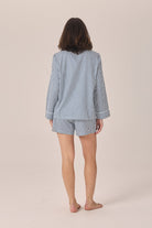 Gingerlilly Susanna Cotton Long Sleeve Shortie PJ Set - Navy Stripe - Back