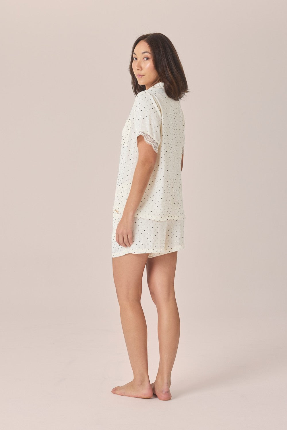 Gingerlilly Celine Short Spot PJ Set - Ivory - Side alt
