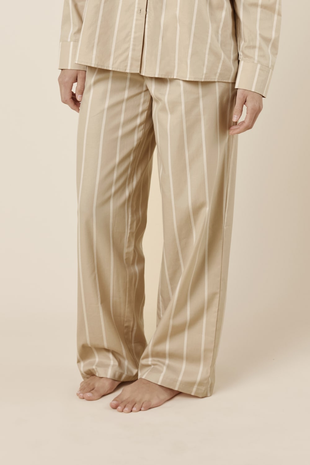 Chloe Cotton PJ Pants Biscuit Front Close