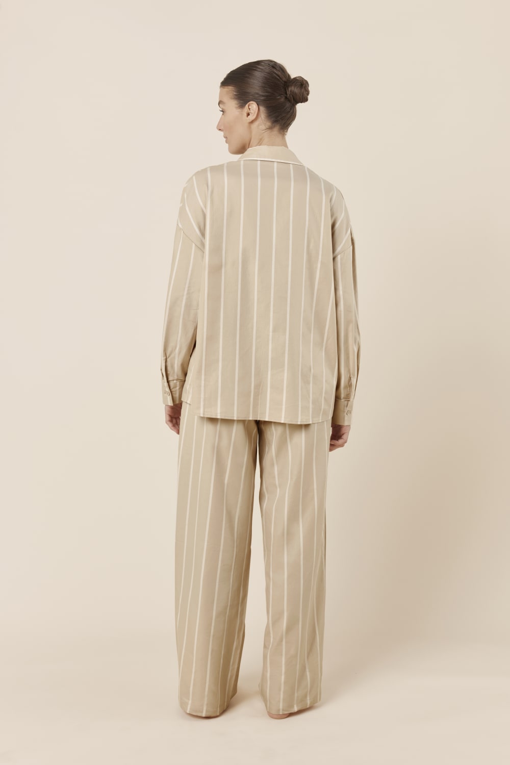 Chloe Cotton Striped PJ Set Biscuit back