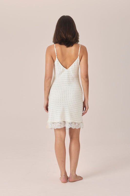 Gingerlilly Corinne Ivory Spot Nightie - Ivory - Back