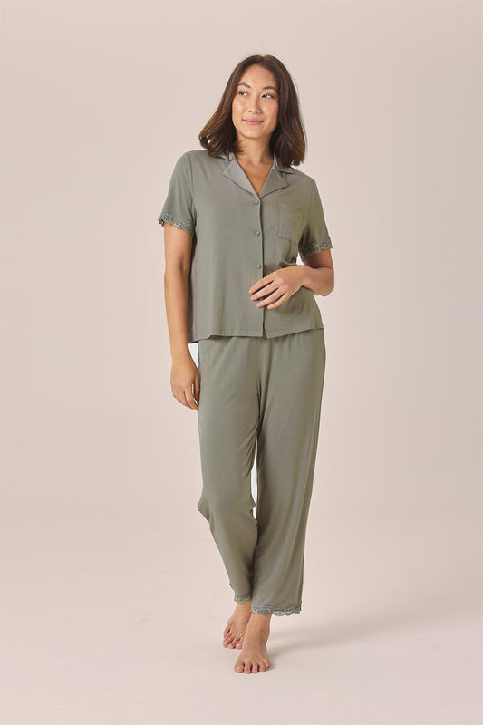 Dianne Bamboo Long PJ set with Lace