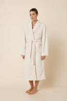 Gingerlilly Gabriella Plush Long Robe - Ivory - Side