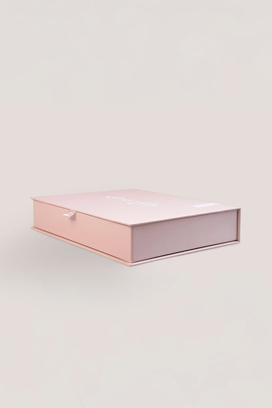 Grace Bamboo PJ Set Pink folded in matching gift box packaging