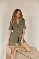 Gingerlilly Sadie Bamboo Short PJ Set - Olive - Lifestyle