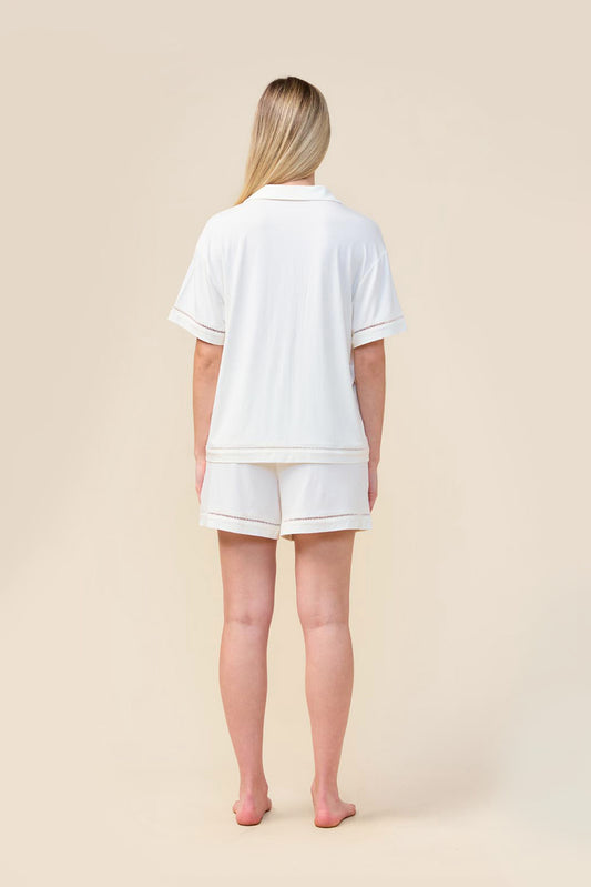 Gingerlilly Helena Short Bamboo PJ Set - Ecru - Back
