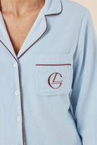 Gingerlilly Isabella Brushed Cotton PJ Set - Blue - Detail