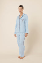 Gingerlilly Isabella Brushed Cotton PJ Set - Blue - Front