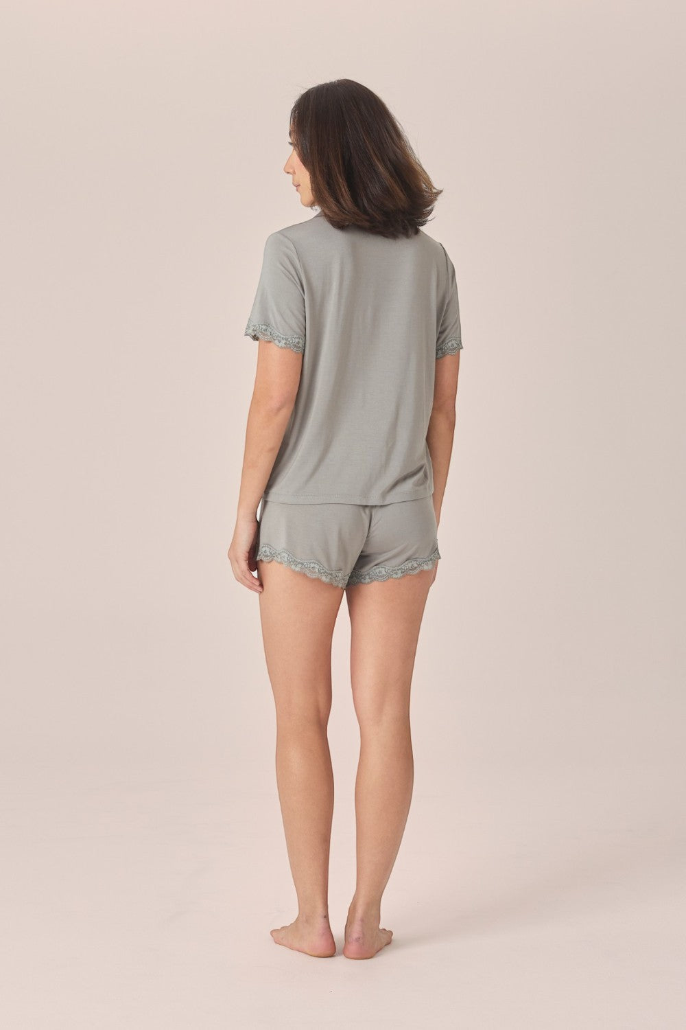 Gingerlilly Joni Bamboo Short Set with Lace in Olive