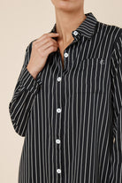 Gingerlilly Lolita Striped Boyfriend Night Shirt - Black - Detail
