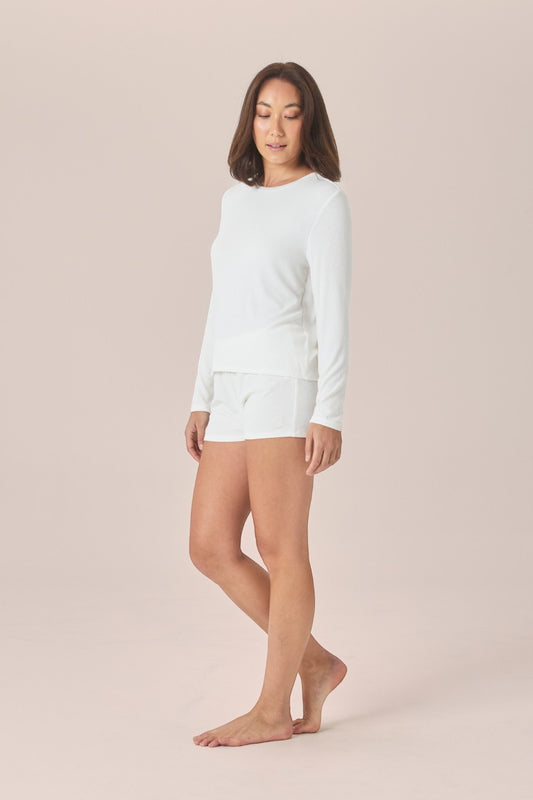 Gingerlilly Avery Rib Lounge Mini Short in Ecru