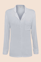 Gingerlilly London Ribbed Long Sleeve Button Up PJ Top - Powder Blue - Flat lay