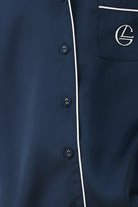 Gingerlilly Mini Sonia Silky Satin Short PJ Set - Navy - Detail