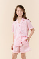 Gingerlilly Mini Sonia Silky Satin Short PJ Set - Pink - Front alt